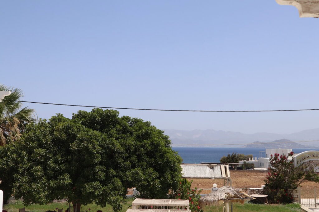 Sea-view from Aegean Grand Apartment in Ambelas Paros with garden landscape