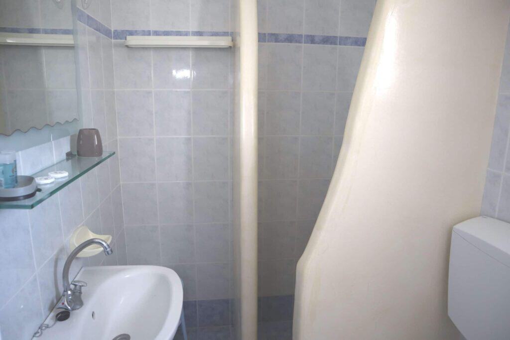 Bathroom with shower in Honeymoon Suite Ambelas Paros