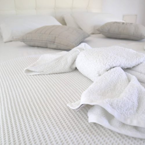 Romantic double bed in Honeymoon Suite Ambelas Paros