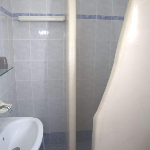 Bathroom with shower in Honeymoon Suite Ambelas Paros