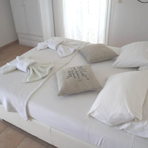 Romantic double bed in Honeymoon Suite Ambelas Paros